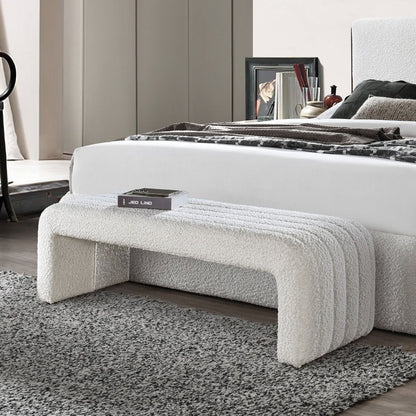 Sandro - Bench - Beige Boucle, alternate view 5 with linen fabric