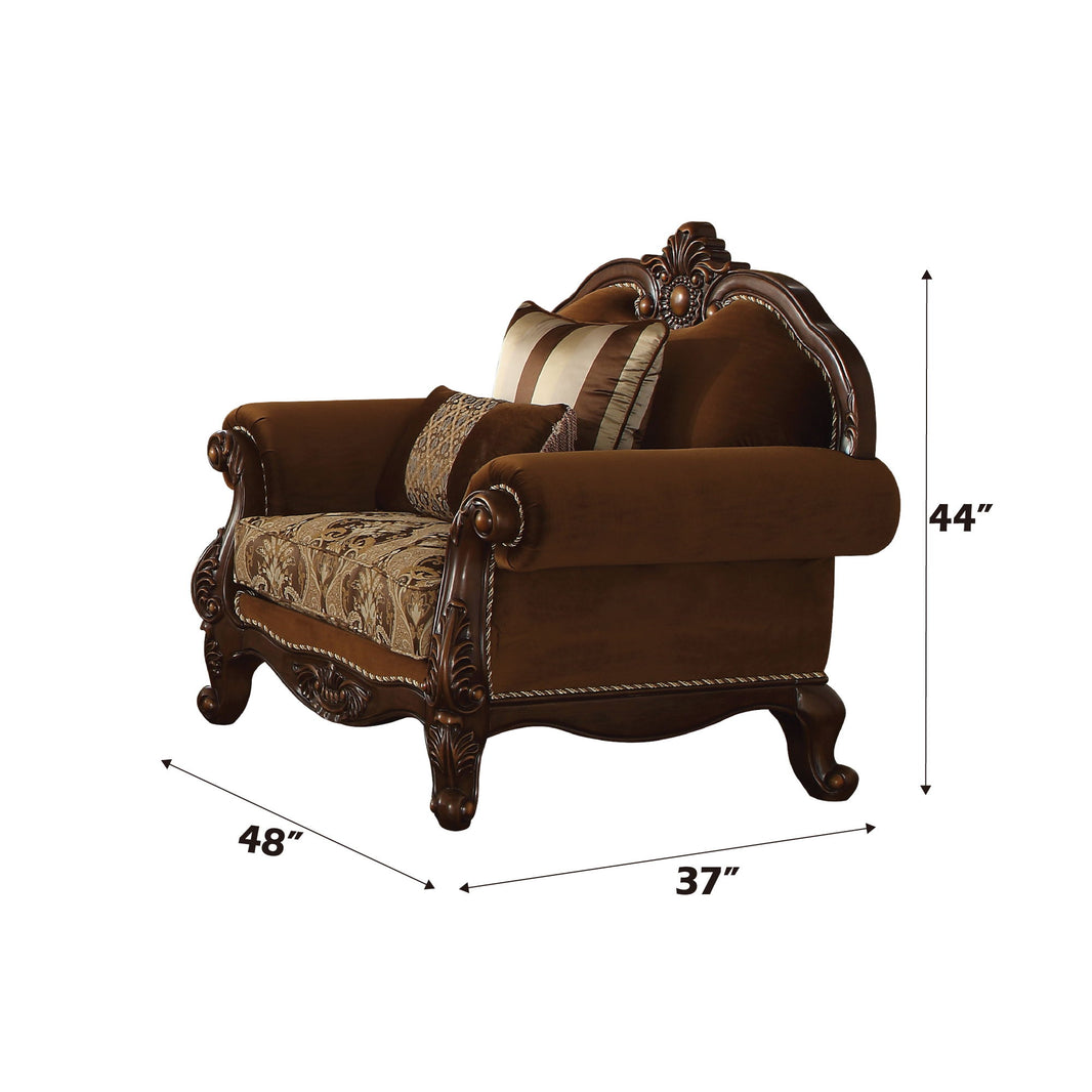 Jardena - Chair With 2 Pillows (Same Lv01593) - Pattern Fabric & Cherry Oak, alternate view 2 with wood construction