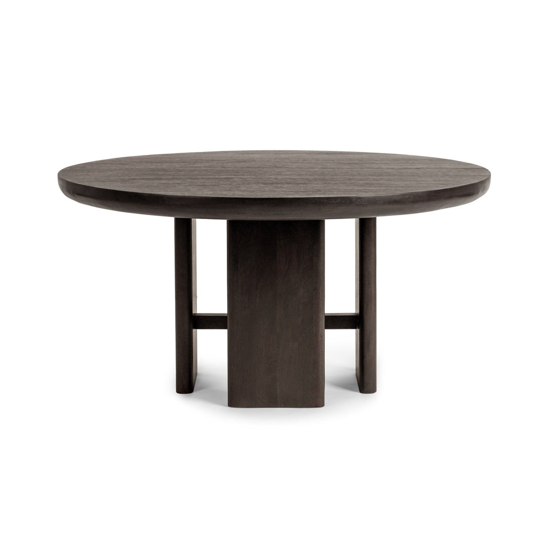 Celadon - Round Dining Table - Truffle Roast, product view with wood construction