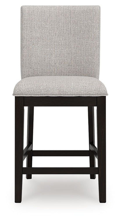 Neymorton - 5 Pc. - Rectangular Dining Room Counter Table, 4 Barstools - Dark, alternate view 2 with wood construction