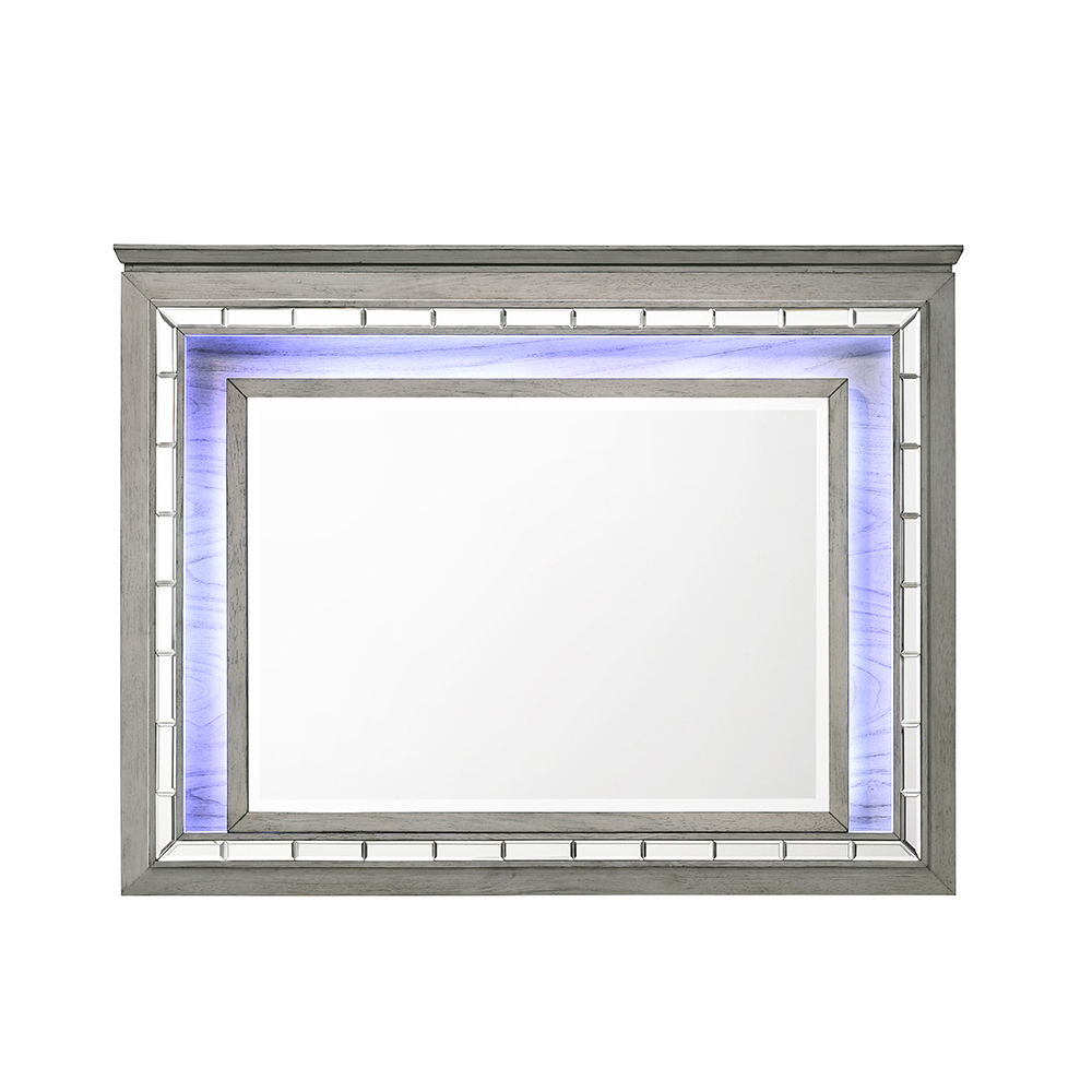 Antares - Mirror With LED - Light Gray Oak, alternate view 2 with wood construction
