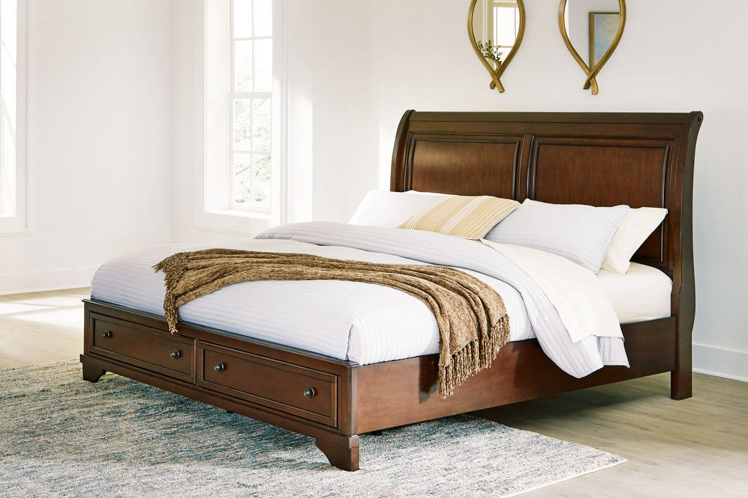 Trellington - King Sleigh Storage Bed - Brown, alternate view 2 with wood construction