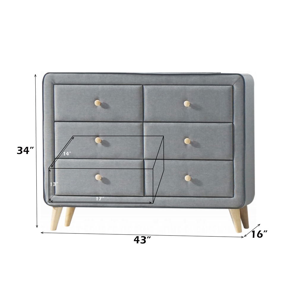 Valda - Dresser - Light Gray Fabric, alternate view 2 with wood construction