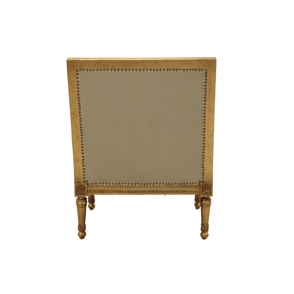 Daesha - Chair With Pillow - Tan Flannel & Antique Gold, alternate view 3 with wood construction