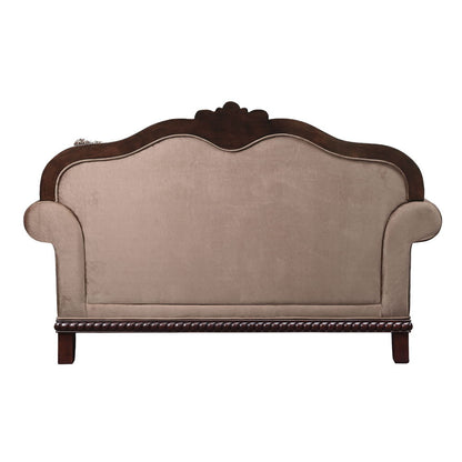Chateau De Ville - Loveseat With 3 Pillows (Same Lv01589) - Fabric & Espresso, alternate view 5 with wood construction