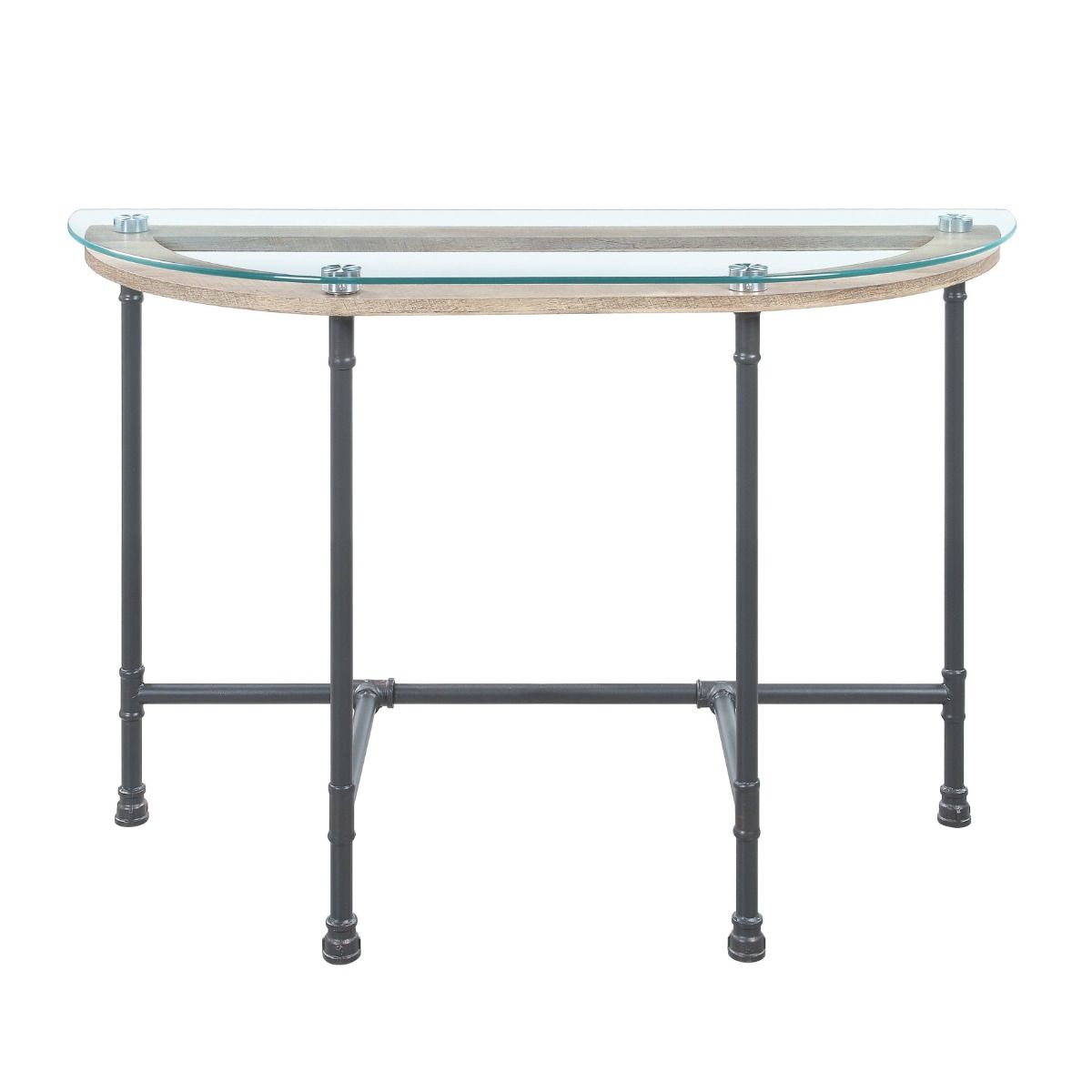 Brantley - Sofa Table - Clear Glass & Sandy Gray, alternate view 3 with metal