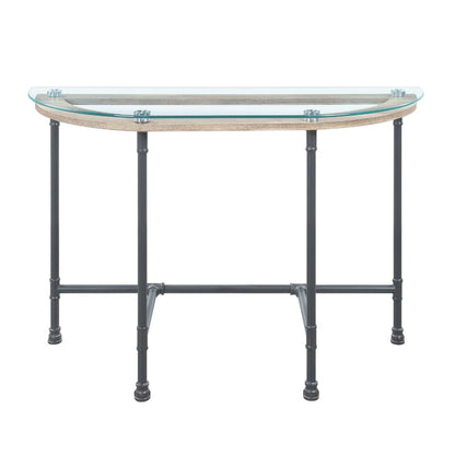 Brantley - Sofa Table - Clear Glass & Sandy Gray, alternate view 3 with metal