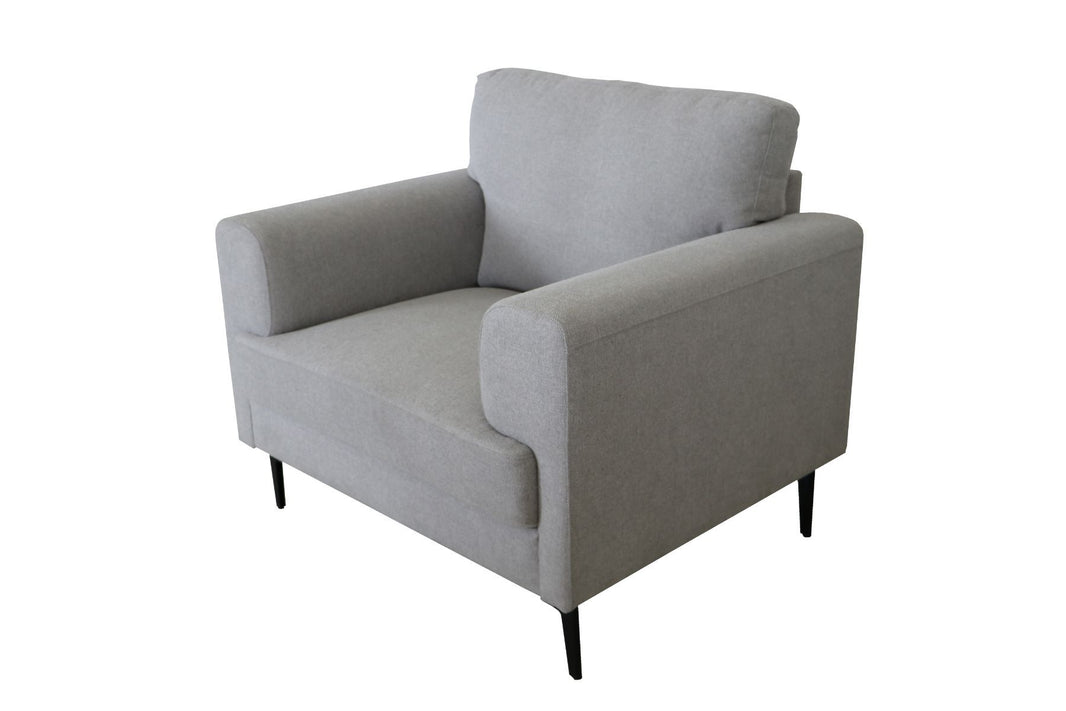 Kyrene - Chair - Light Gray Linen, product view with wood construction