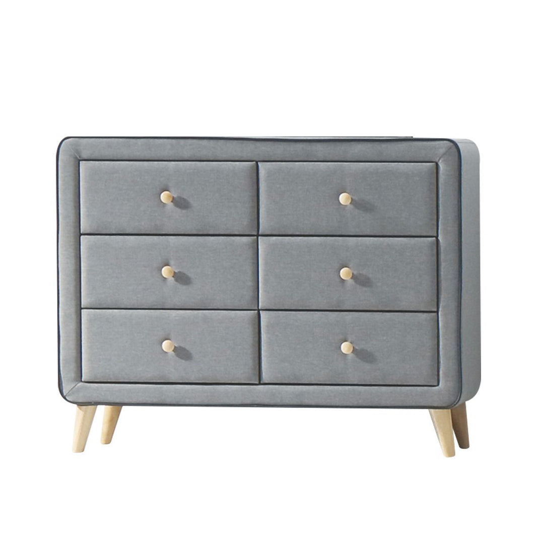 Valda - Dresser - Light Gray Fabric, product view with wood construction