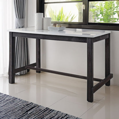 Yelena - Counter Height Table With Marble Top - Marble Top & Weathered Espresso, alternate view 3 with wood construction