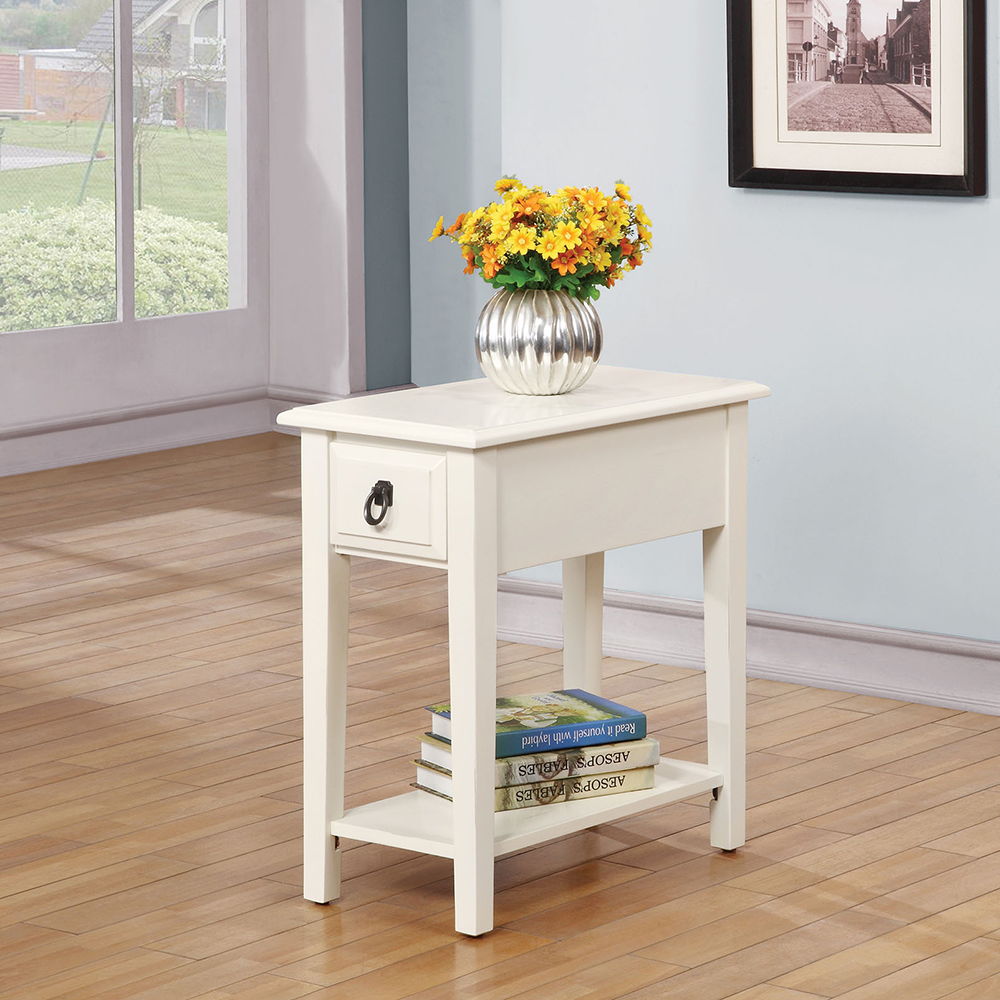 Jeana - Accent Table - White, product view with wood construction