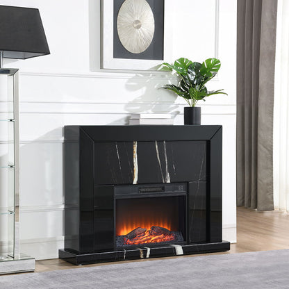Drisana - Fireplace - Black Mirrored, alternate view 4 with marble