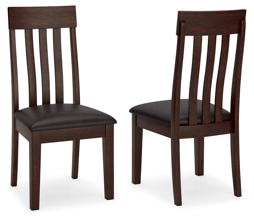 Haddigan - Dining UPH Side Chair (Set of 2) - Dark Brown, product view with faux leather