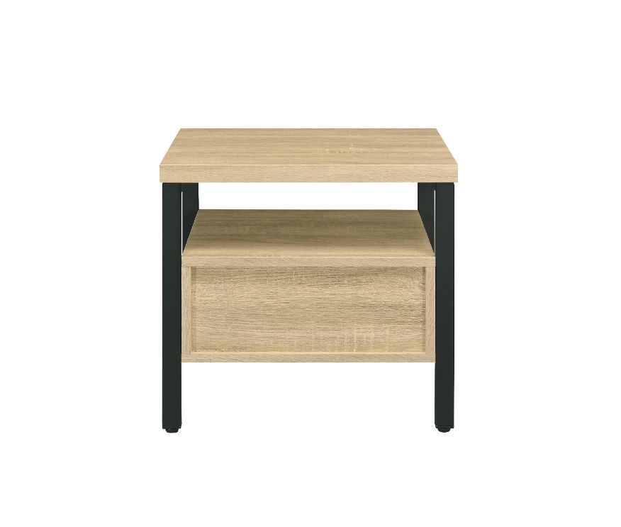 Yawan - Accent Table - Oak & Black, alternate view 3 with wood construction