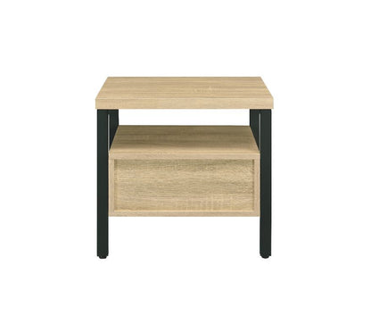 Yawan - Accent Table - Oak & Black, alternate view 3 with wood construction