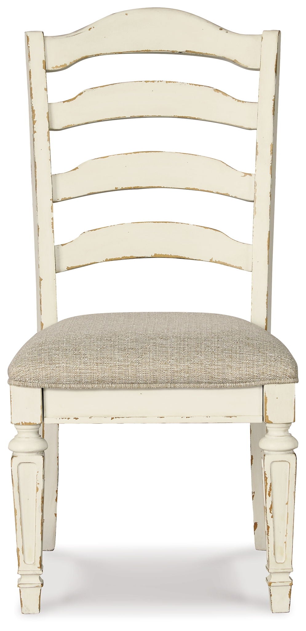 Realyn - Dining UPH Side Chair (Set of 2) - Ladderback - Chipped White, alternate view 6 with polyester fabric