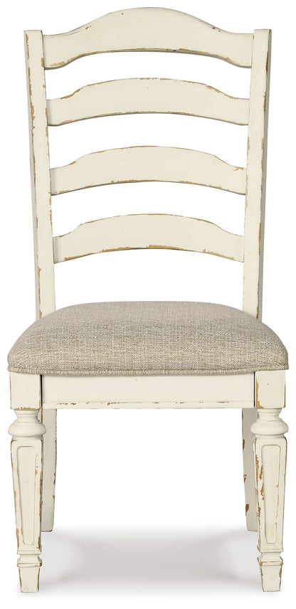 Realyn - Dining UPH Side Chair (Set of 2) - Ladderback - Chipped White, alternate view 6 with polyester fabric