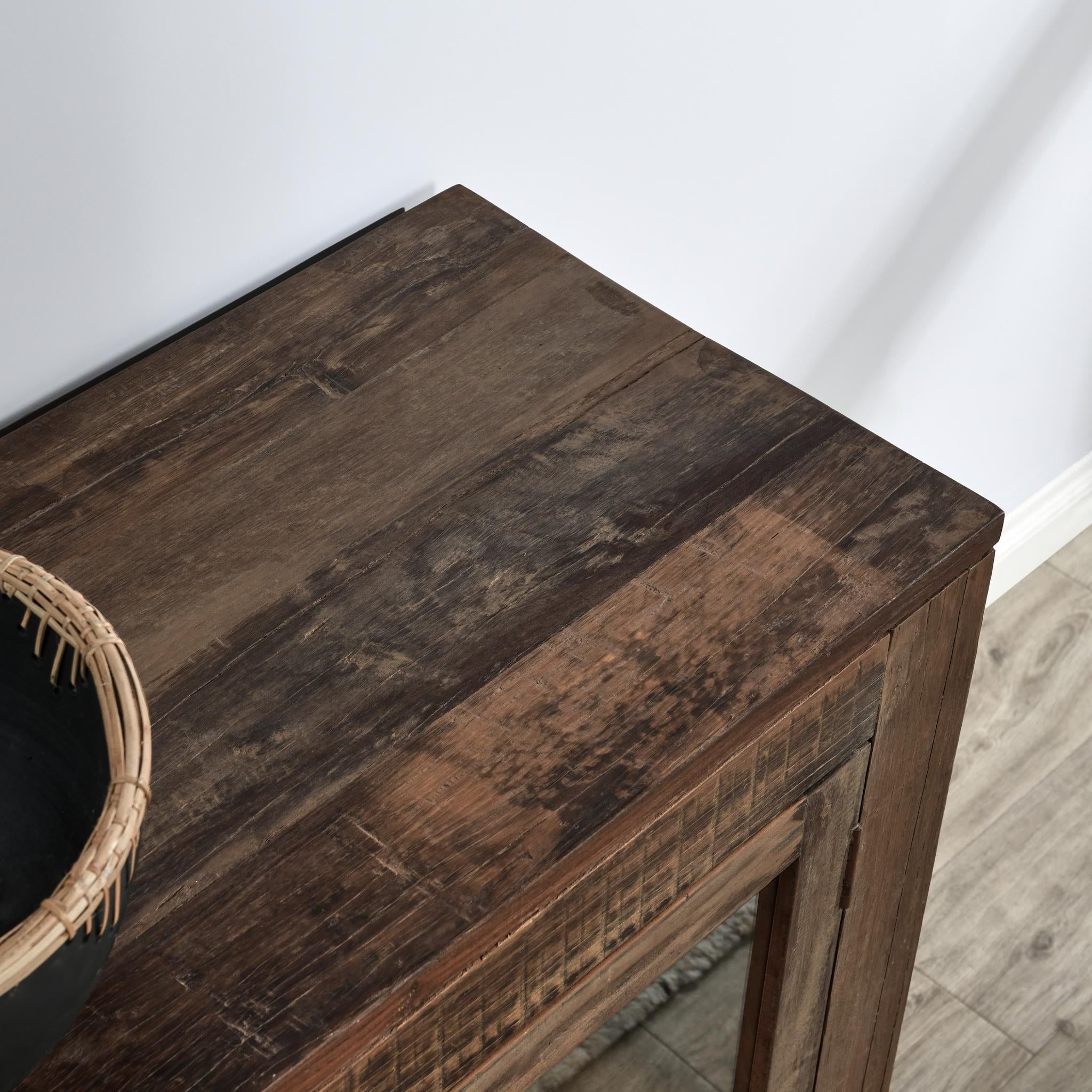 Jett - Wood 4 Door Cabinet - Natural, alternate view 4 with glass