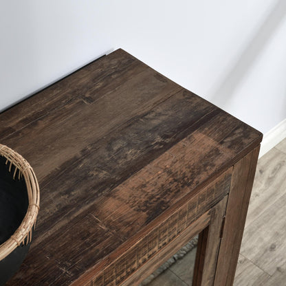 Jett - Wood 4 Door Cabinet - Natural, alternate view 4 with glass