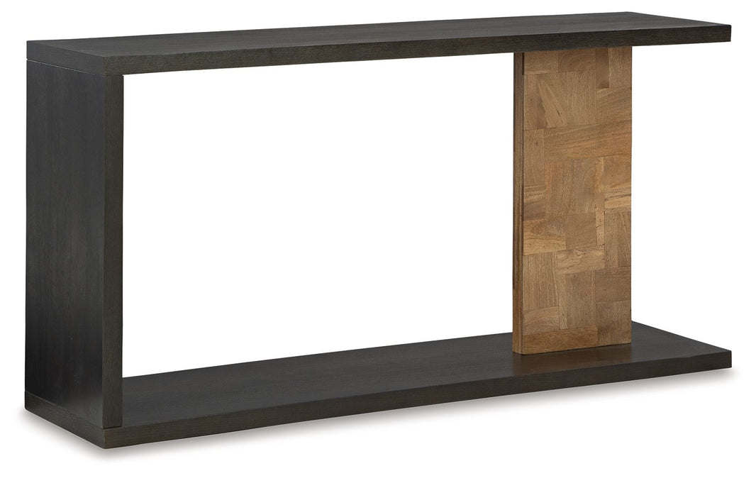 Camlett - Console Sofa Table - Brown, product view with solid wood