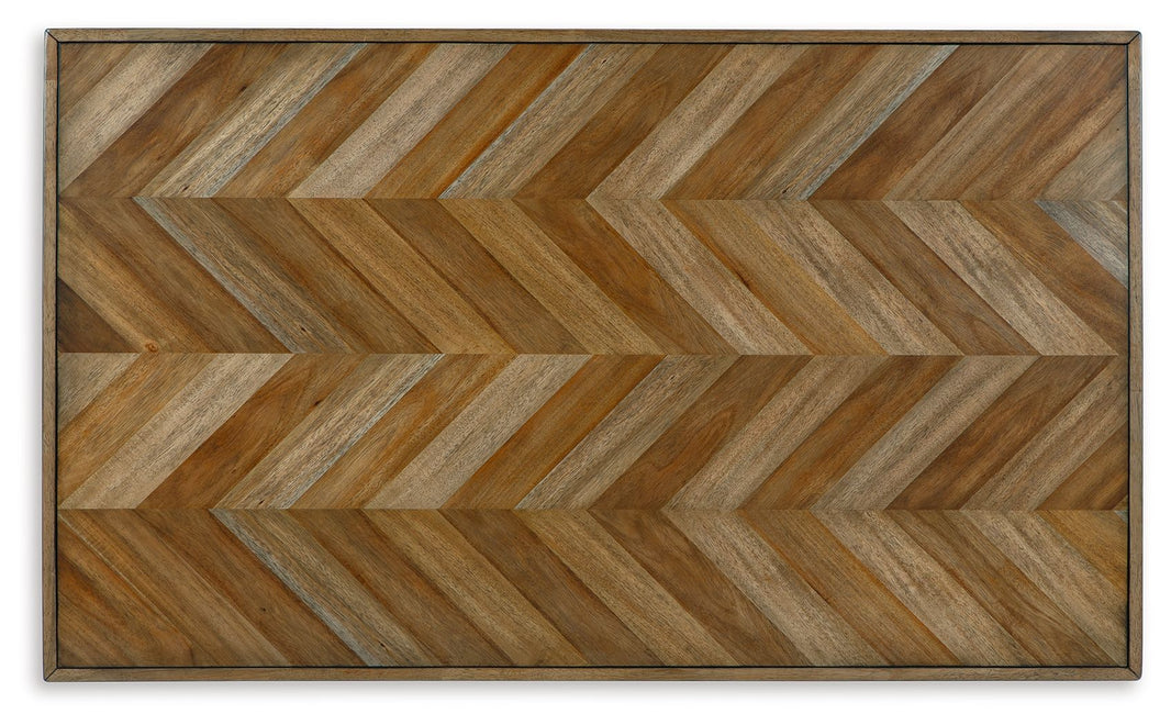 Blondon - Rectangular Drm Table Set (Set of 7) - Brown / Black, alternate view 2 with solid wood