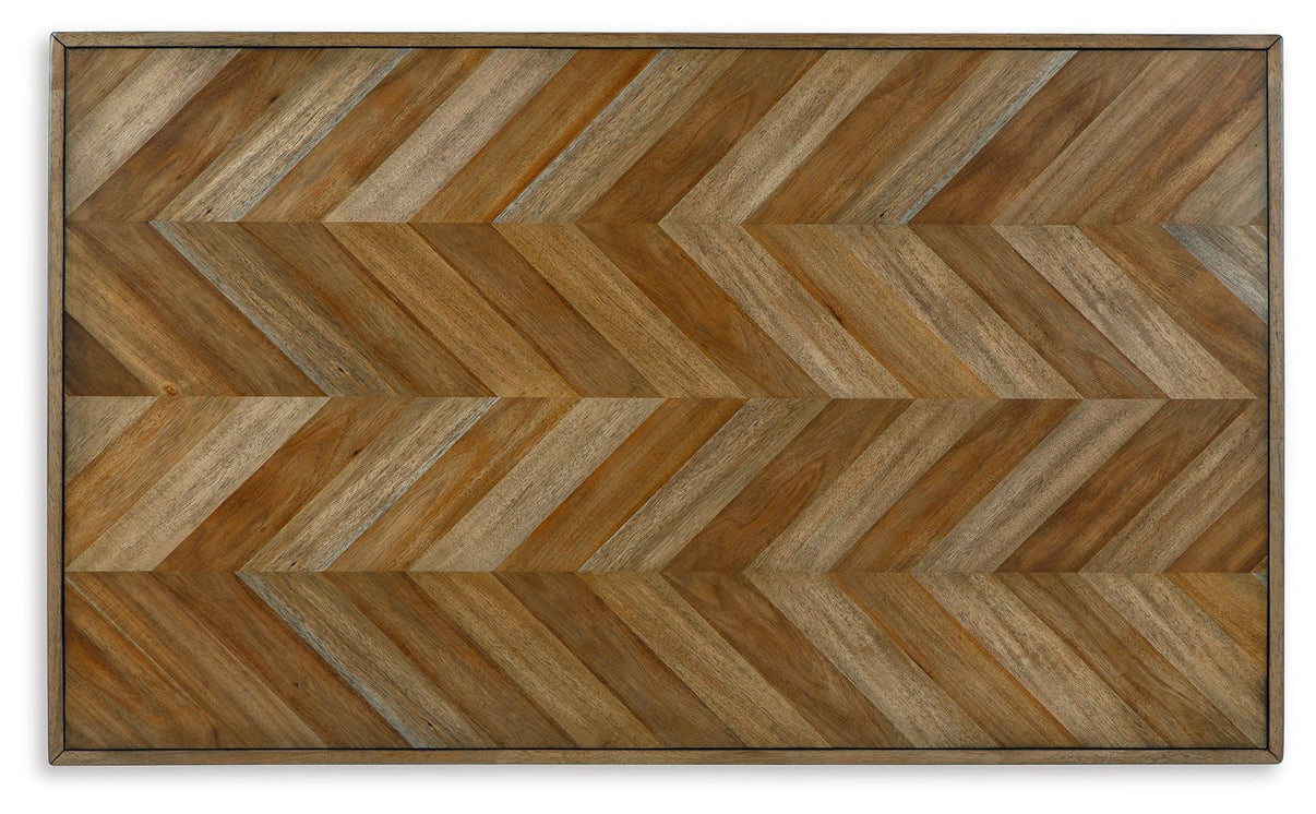 Blondon - Rectangular Drm Table Set (Set of 7) - Brown / Black, alternate view 2 with solid wood