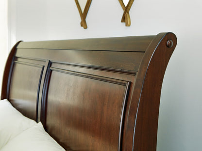 Trellington - King Sleigh Storage Bed - Brown, alternate view 3 with wood construction