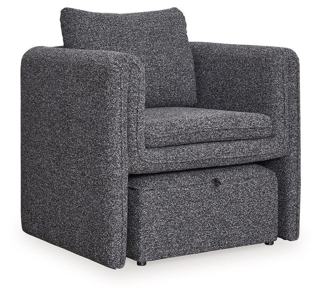 Vreni - Accent Chair - Charcoal / Black, product view with polyester fabric