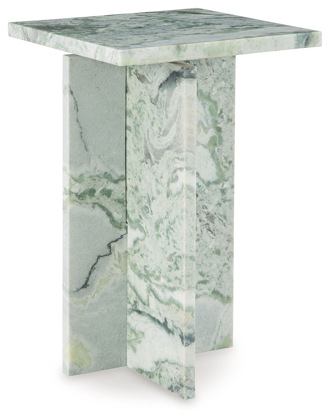 Deaconwell - Accent Table - White / Green, product view with marble
