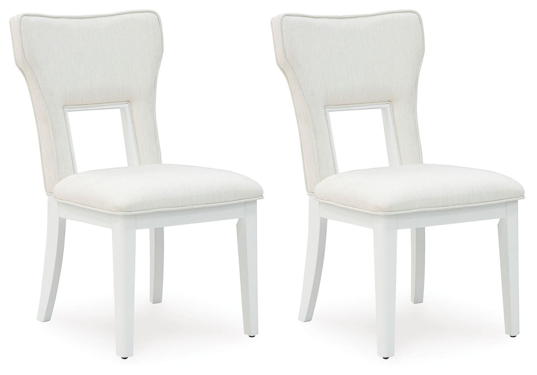 Chalanna - Dining Upholstered Side Chair (Set of 2) - White, product view with polyester fabric