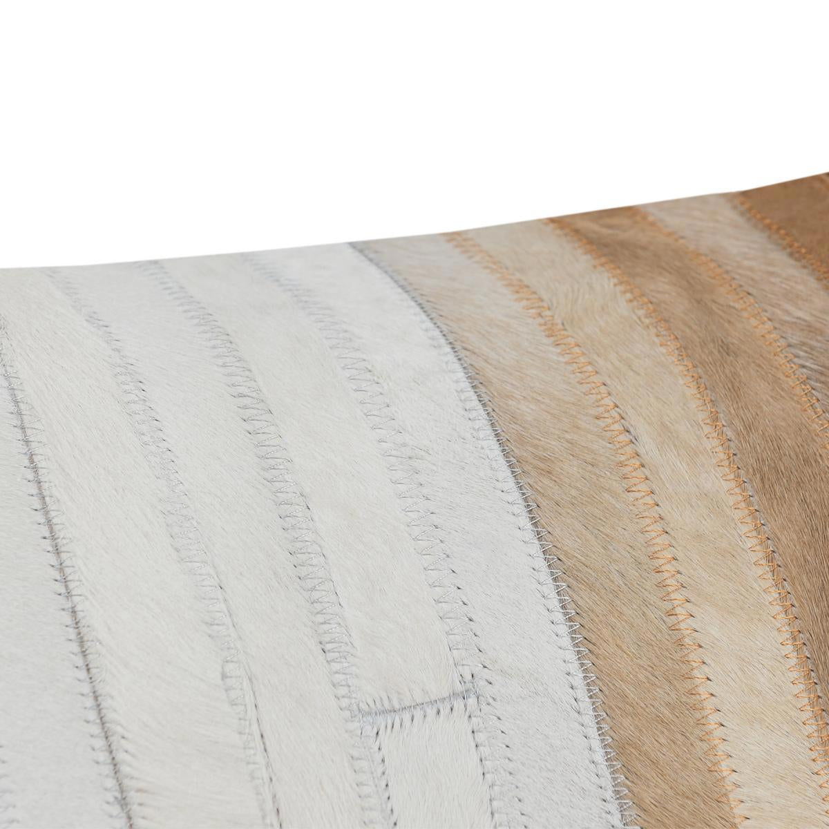 Meru - 20" x 20" Hide Pillow - Tan Multi, alternate view 4 with linen fabric