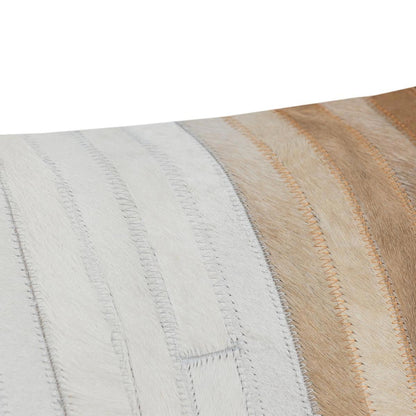 Meru - 20" x 20" Hide Pillow - Tan Multi, alternate view 4 with linen fabric
