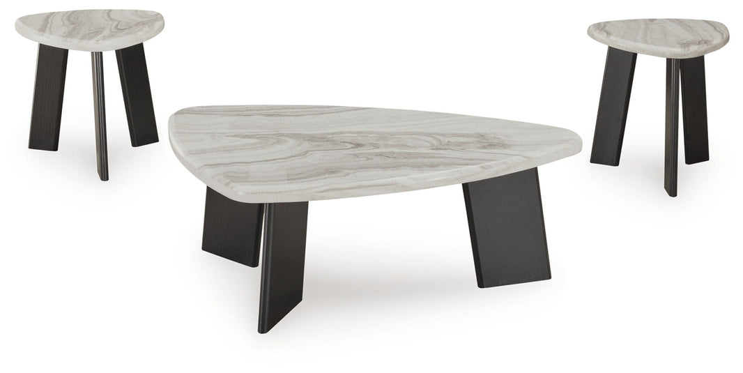 Lilyberg - Occasional Table Set (Set of 3) - Gray / Black, product view with wood construction
