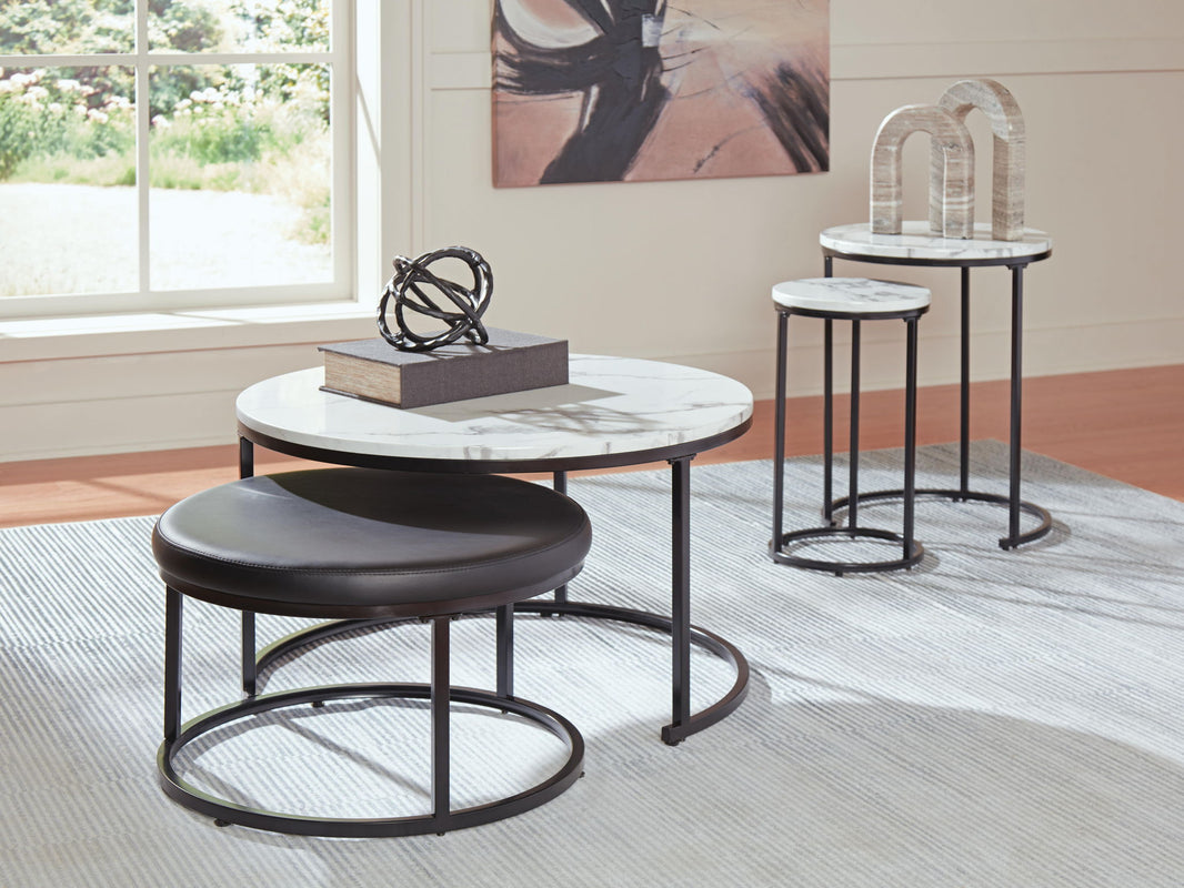 Jusmour - Occasional Nesting Table (Set of 4) - Black / White, alternate view 2 with faux leather