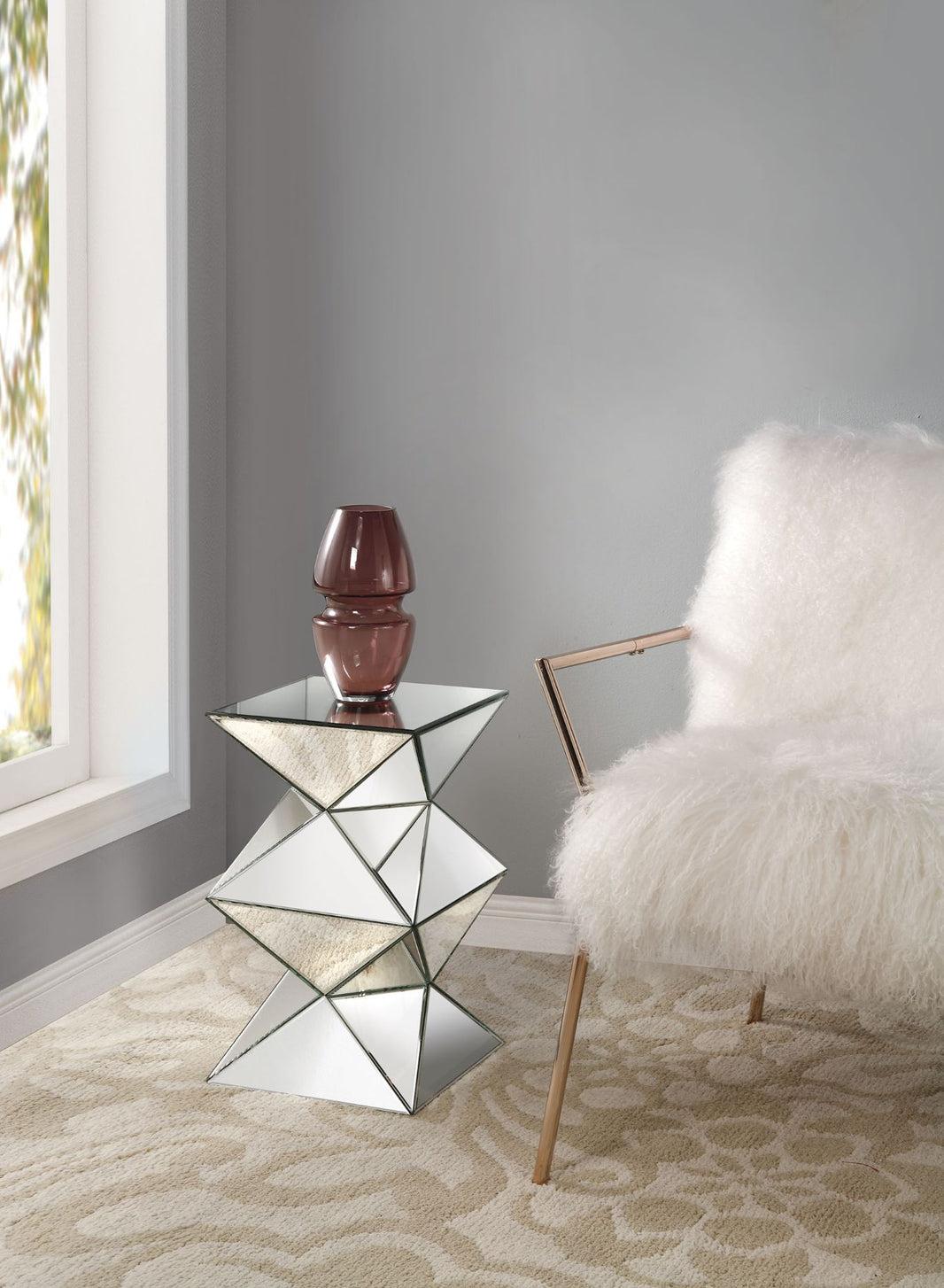 Dominic - 20"H Pedestal Stand - Mirrored, product view