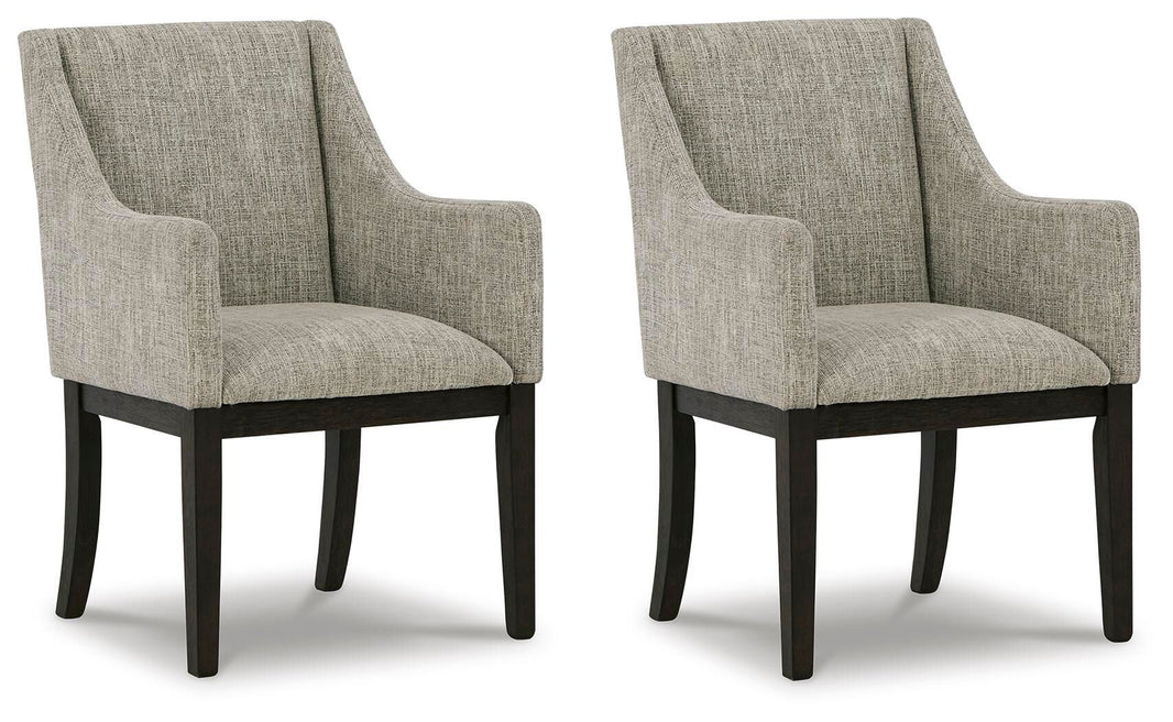 Burkhaus - Dining UPH Arm Chair (Set of 2) - Beige / Dark Brown, product view with polyester fabric