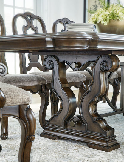 Maylee - Dining Extension Table - Dark Brown, alternate view 4 with wood construction