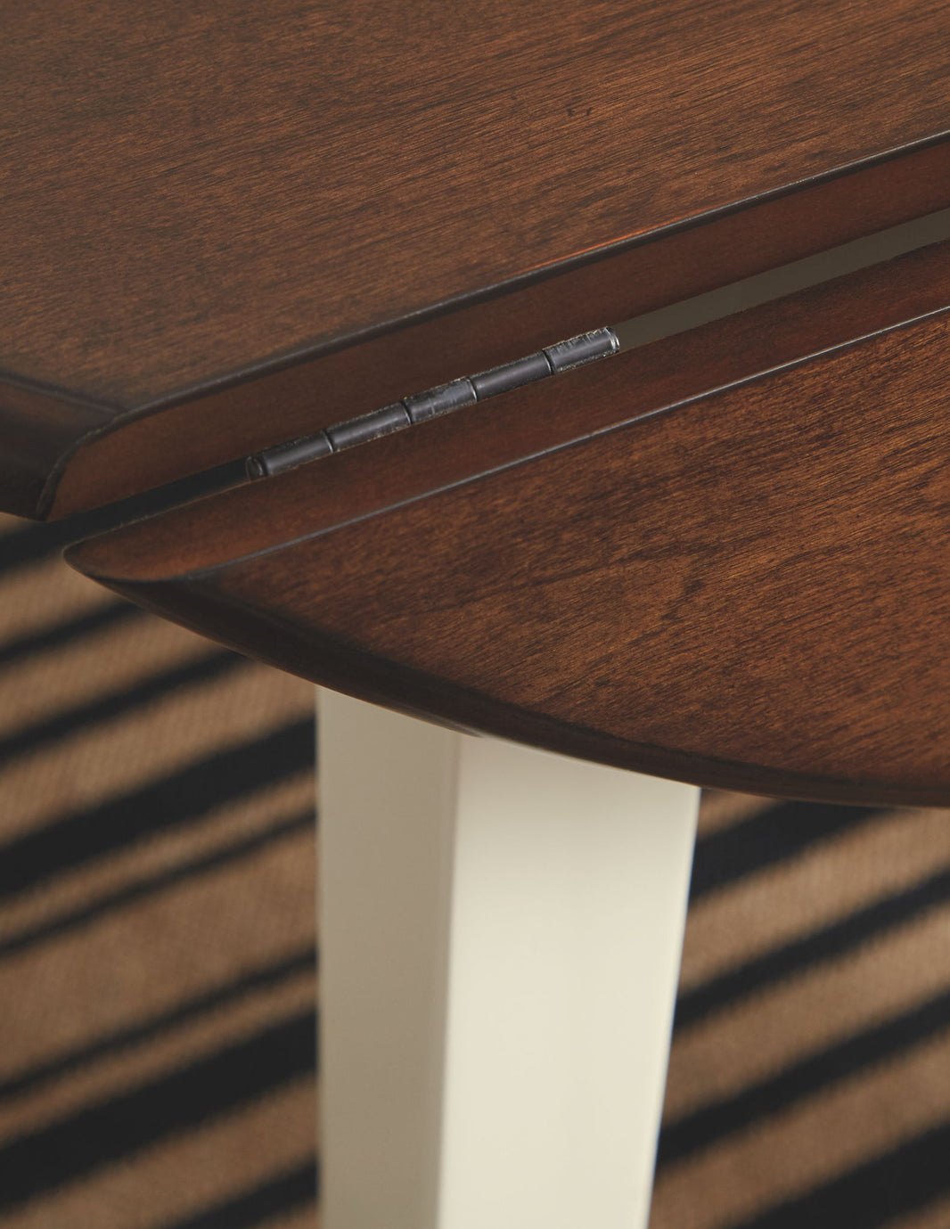 Woodanville - Round DRM Drop Leaf Table - Cream / Brown, alternate view 2 with engineered wood