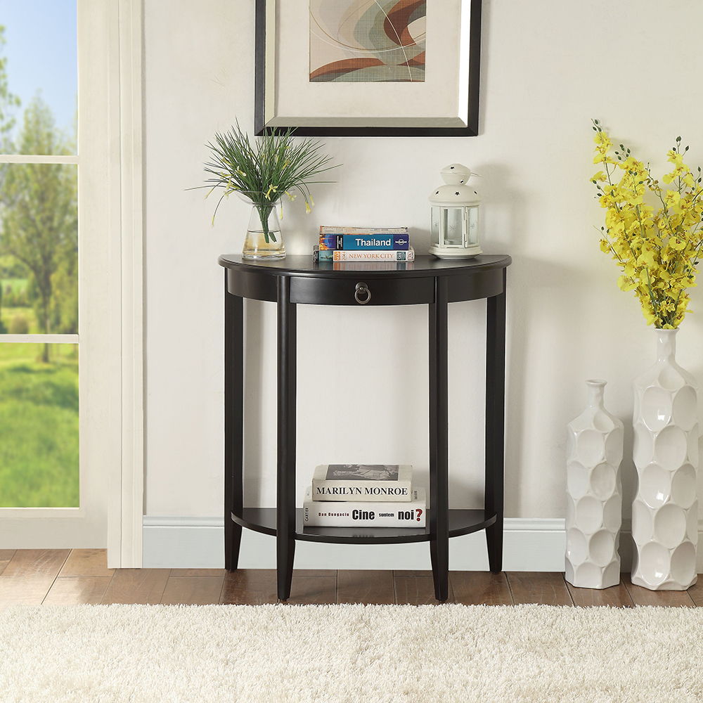 Justino II - Console Table - Black, product view with wood construction