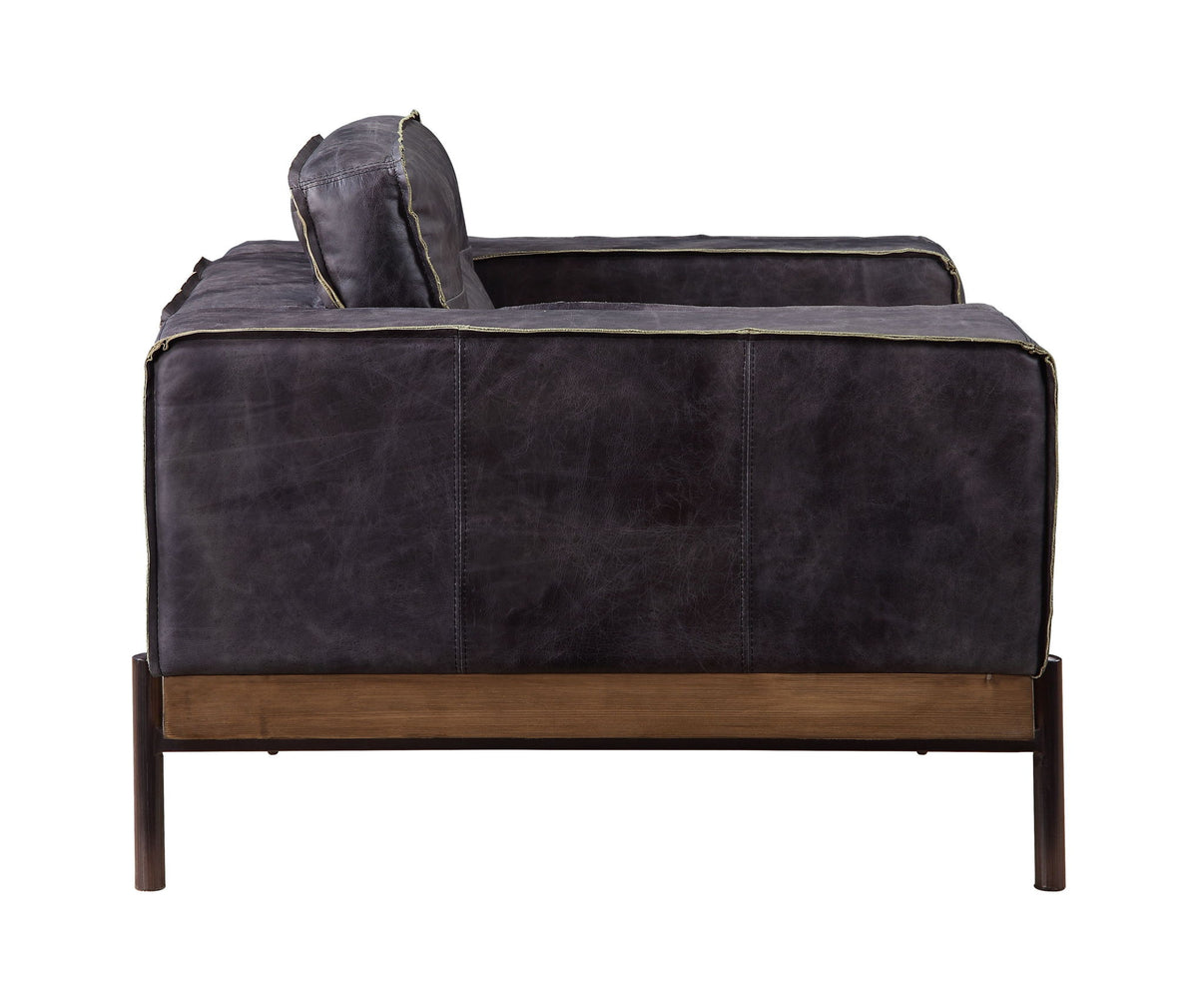 Silchester - Chair - Antique Ebony Top Grain Leather, alternate view 3 with wood construction