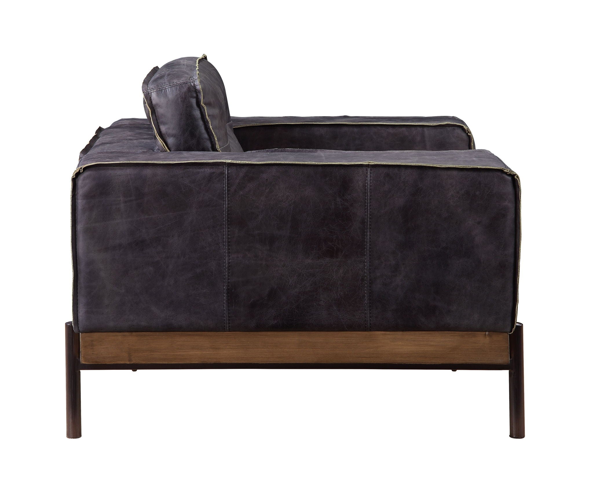 Silchester - Chair - Antique Ebony Top Grain Leather, alternate view 3 with wood construction