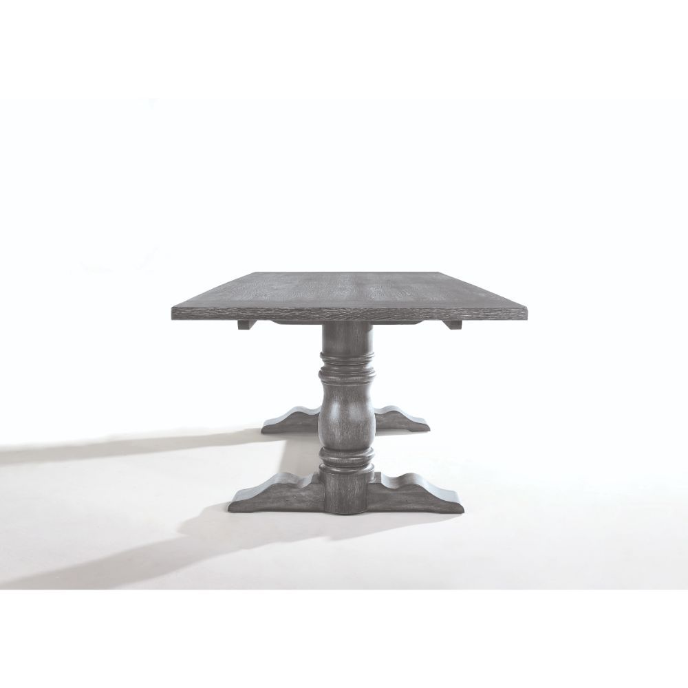 Leventis - 30" Dining Table - Weathered Gray, alternate view 3 with linen fabric