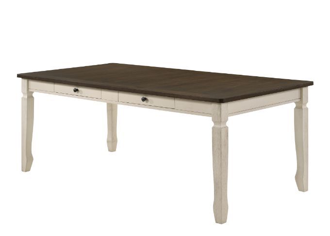 Fedele - Dining Table - Weathered Oak & Cream, product view with wood construction