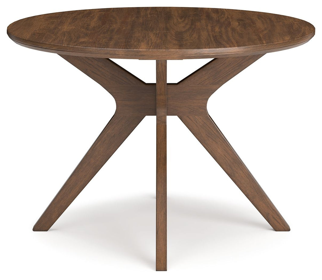 Lyncott - Round Dining Room Table - Brown, alternate view 2 with wood construction