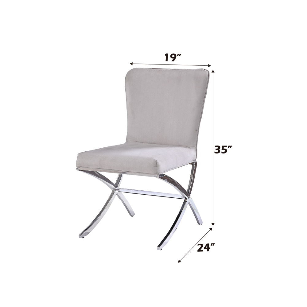 Daire - Side Chair (Set of 2) - Light Gray Velvet & Chrome, alternate view 7 with metal