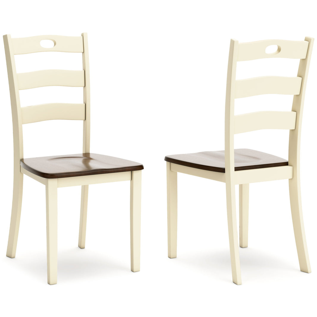 Woodanville - Dining Room Side Chair (Set of 2) - Cream / Brown, product view with engineered wood
