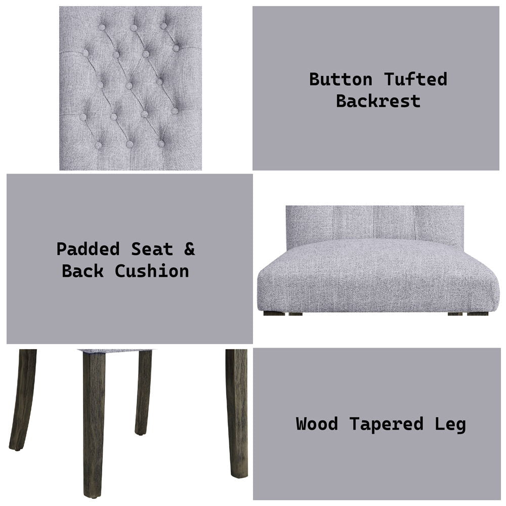 Merel - Side Chair (Set of 2) - Gray Linen & Gray Oak, alternate view 3 with wood construction