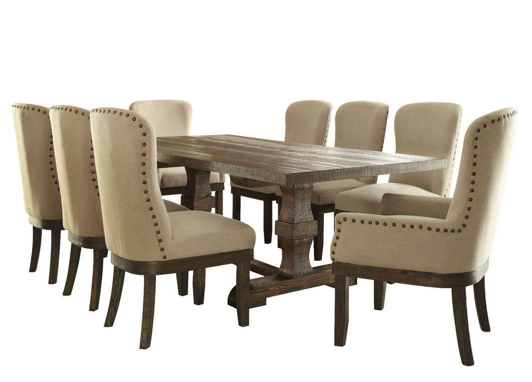 Landon - Dining Table, product view with linen fabric