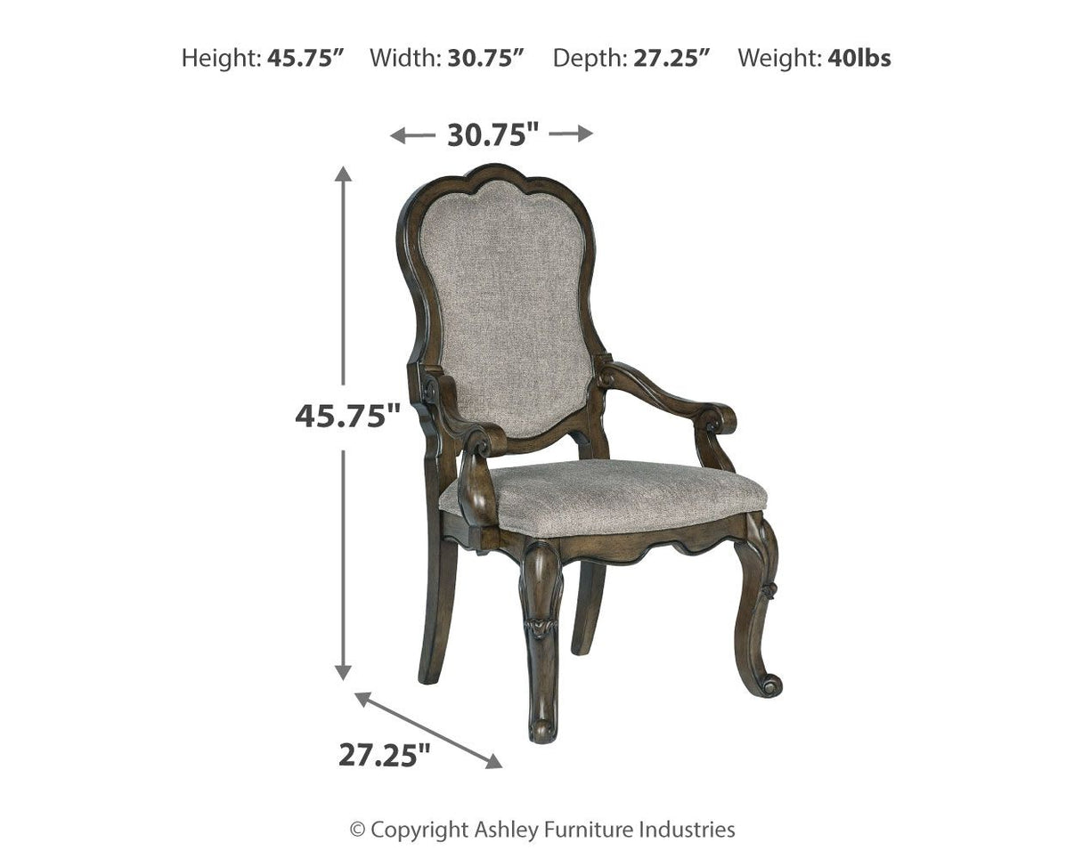 Maylee - Dining Upholstered Arm Chair (Set of 2) - Dark Brown, alternate view 7 with polyester fabric