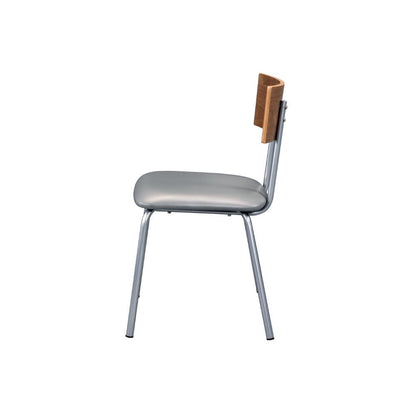 Jurgen - Side Chair (Set of 2) - Gray Synthetic Leather, Oak & Silver, alternate view 4 with wood construction